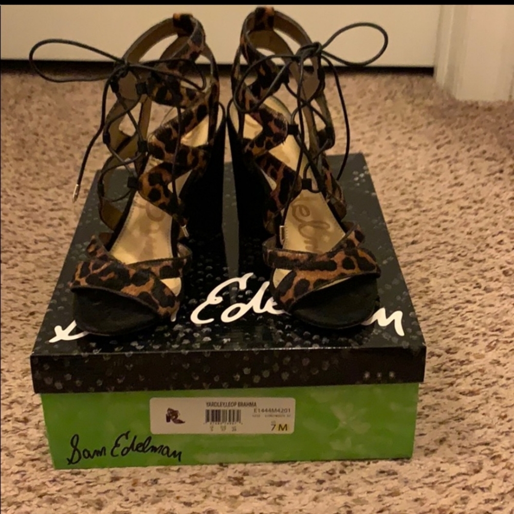Sam Edelman Yardley Leopard Lace Up Heels